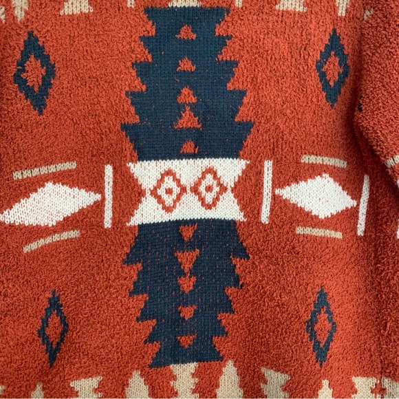 Ally Mae Southwestern Tribal Western Aztec Rust Open Front Cardigan Boho Summer - Picture 8 of 10